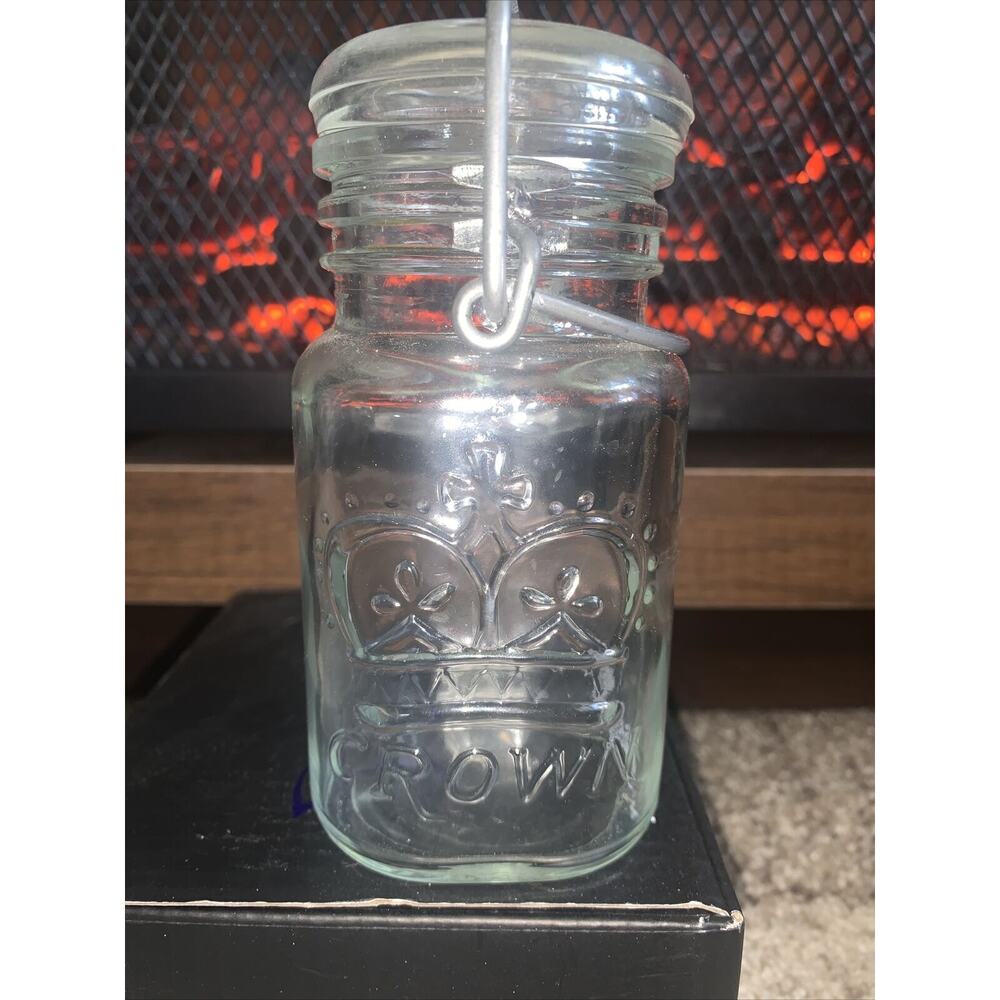 Vintage Crown Pint Mason jar with wire and glass lid